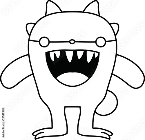 White cartoon cute monster vector