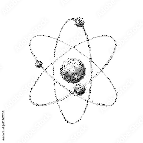 Molecule. Isolated black vector illustration in low-poly style on a white background. The drawing consists of thin lines and dots. Polygonal image on topics of science or medicine. Low poly EPS.