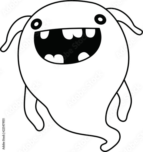 White cartoon cute monster vector