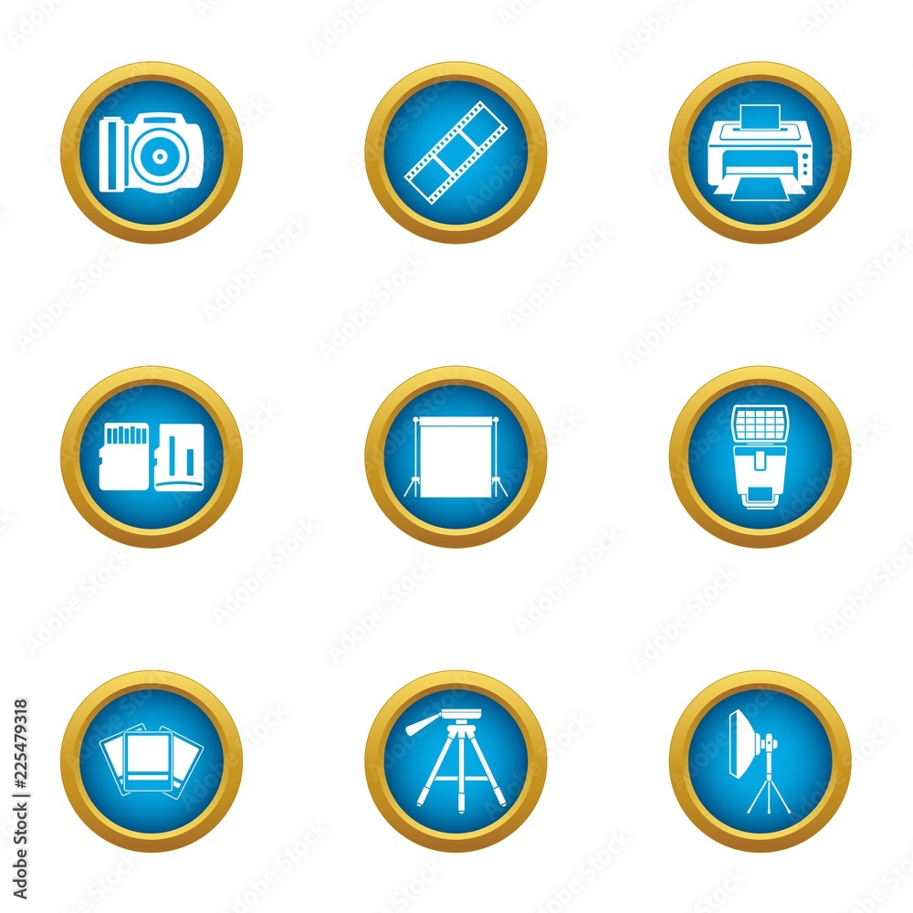 Exposure icons set. Flat set of 9 exposure vector icons for web isolated on white background Exposure icons set. Flat set of 9 exposure vector icons for web isolated on white background