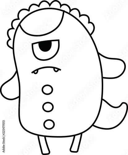 White cartoon cute monster vector