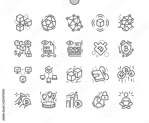 Blockchain revolution Well-crafted Pixel Perfect Vector Thin Line Icons 30 2x Grid for Web Graphics and Apps. Simple Minimal Pictogram