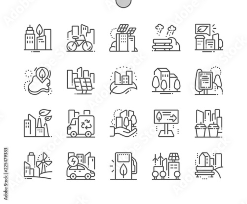 Eco friendly city Well-crafted Pixel Perfect Vector Thin Line Icons 30 2x Grid for Web Graphics and Apps. Simple Minimal Pictogram