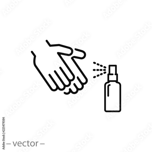 hand treatment spray, linear icon - editable vector illustration eps10