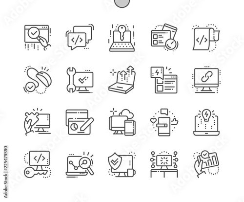 Web optimization Well-crafted Pixel Perfect Vector Thin Line Icons 30 2x Grid for Web Graphics and Apps. Simple Minimal Pictogram