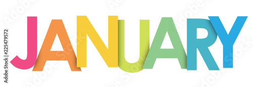 JANUARY rainbow letters banner