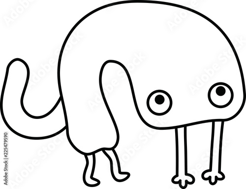 White cartoon cute monster vector