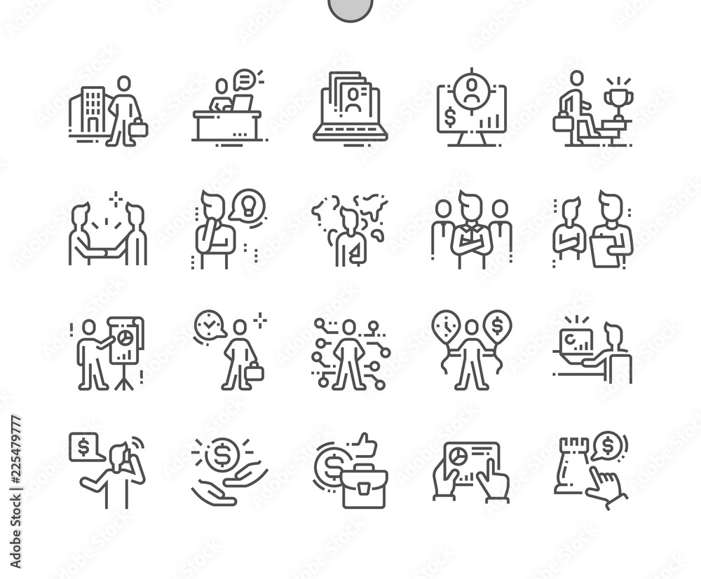 Business people Well-crafted Pixel Perfect Vector Thin Line Icons 30 2x Grid for Web Graphics and Apps. Simple Minimal Pictogram