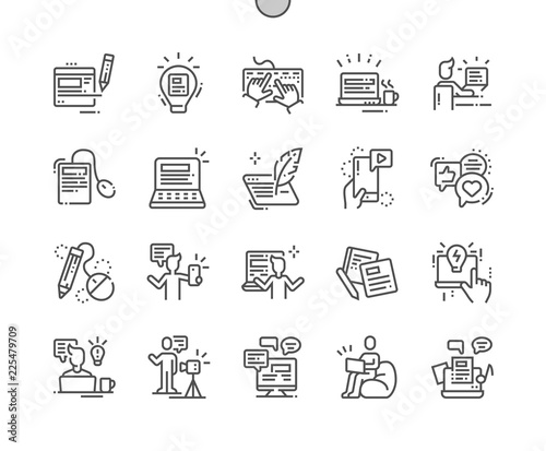Blogging Well-crafted Pixel Perfect Vector Thin Line Icons 30 2x Grid for Web Graphics and Apps. Simple Minimal Pictogram