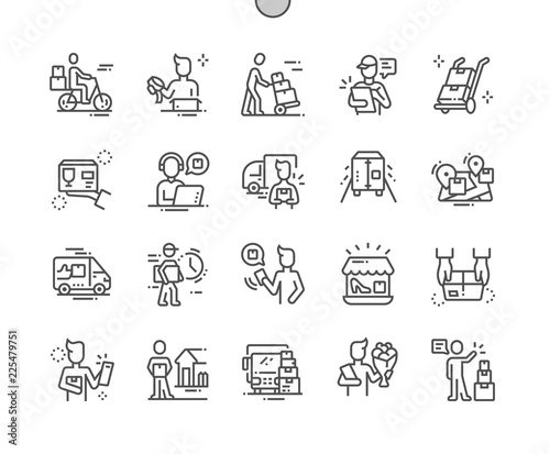 Delivery service Well-crafted Pixel Perfect Vector Thin Line Icons 30 2x Grid for Web Graphics and Apps. Simple Minimal Pictogram
