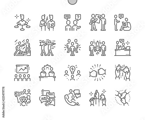 Teamwork Well-crafted Pixel Perfect Vector Thin Line Icons 30 2x Grid for Web Graphics and Apps. Simple Minimal Pictogram