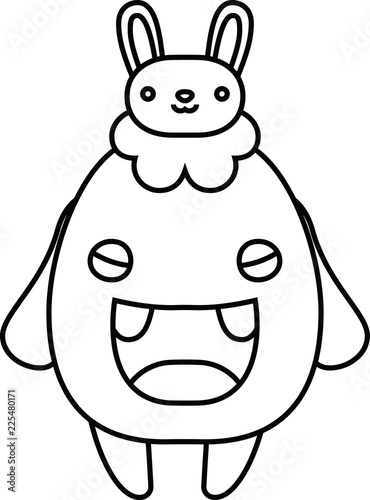 White cartoon cute monster vector