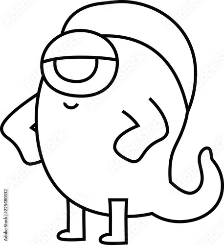 White cartoon cute monster vector