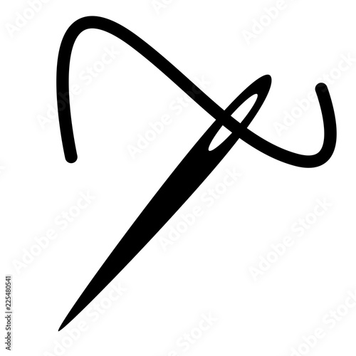 Needle and thread vector silhouette