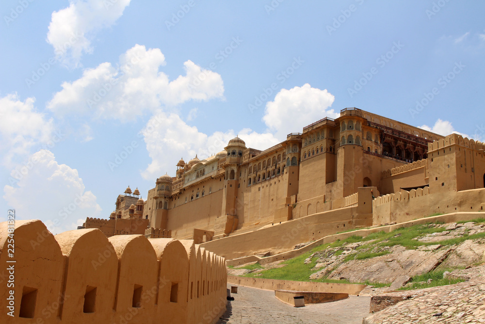 Fototapeta premium Amer (or Amber) Fort in Jaipur as seen from the entrance. One of six Hill Forts of Rajasthan (UNESCO World Heritage)