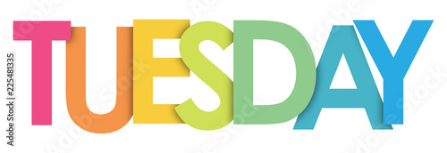 TUESDAY rainbow letters banner