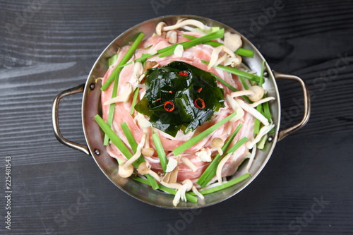 Foodstuffs of Pork belly hot pot photo