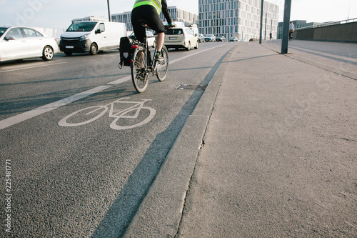 Bike lane on street in Berlin, Germany