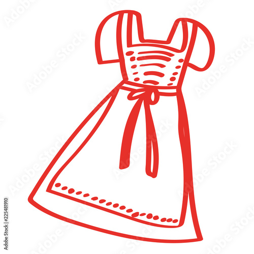 Handgezeichnetes Dirndl in rot