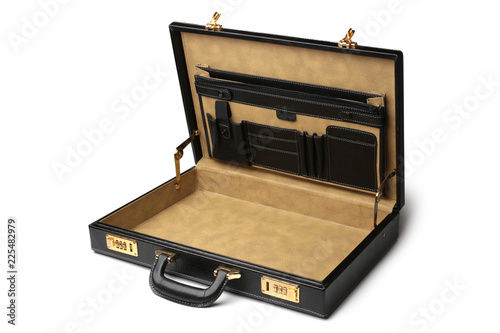 Black leather business briefcase