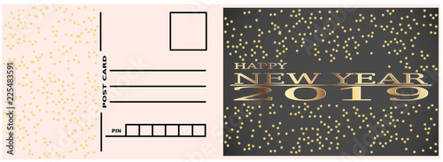 New Year holiday Postcard golden texts greeting card vector illustration