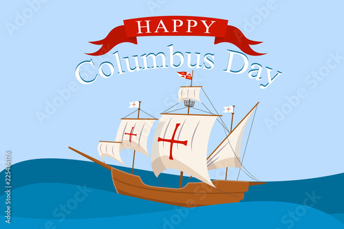 Columbus day concept background. Flat illustration of columbus day vector concept background for web design