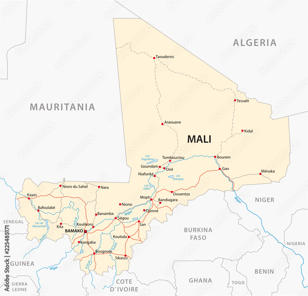 street map of the Republic of Mali