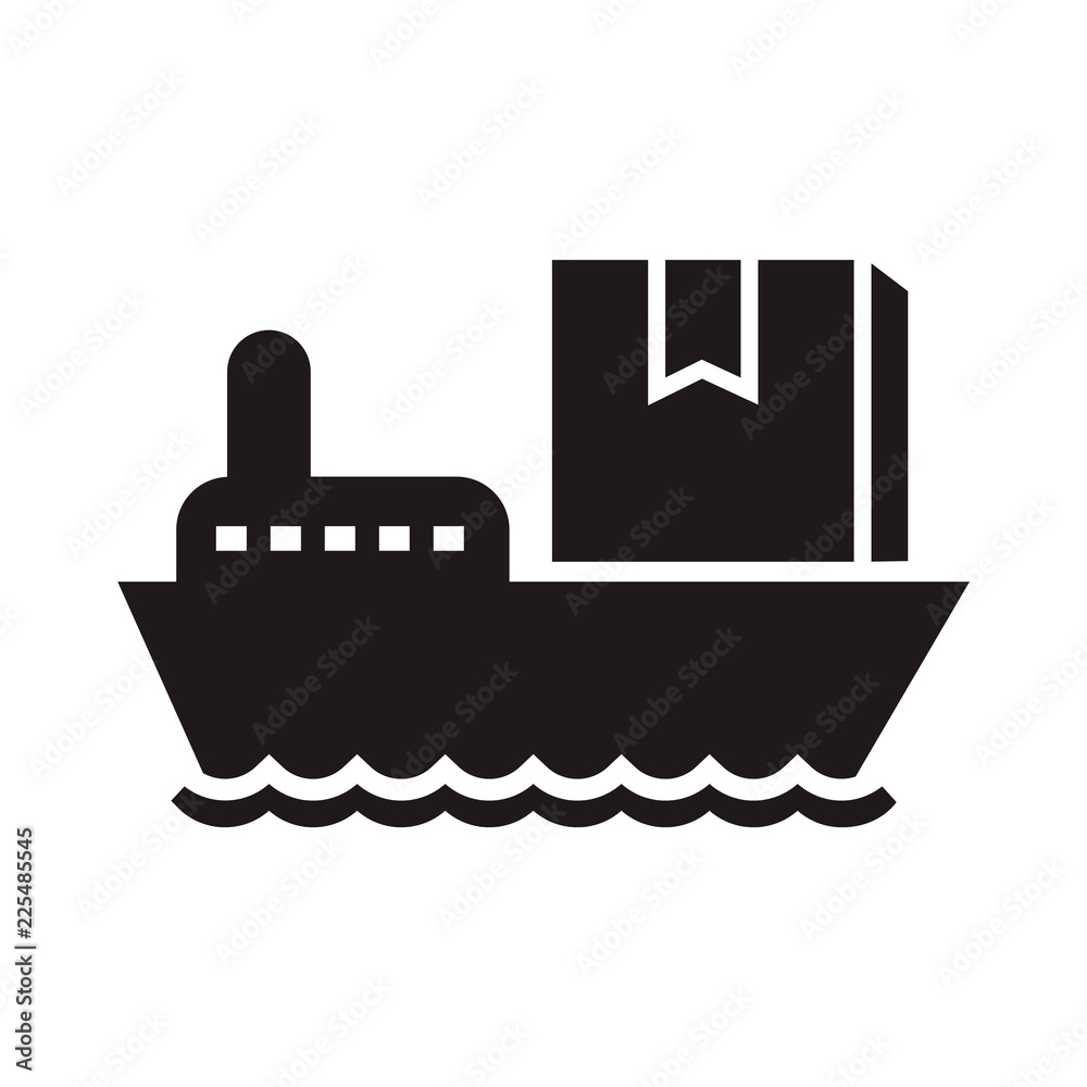 Sea delivery box icon. Simple illustration of sea delivery box vector icon for web design isolated on white background Sea delivery box icon. Simple illustration of sea delivery box vector icon for web design isolated on white background