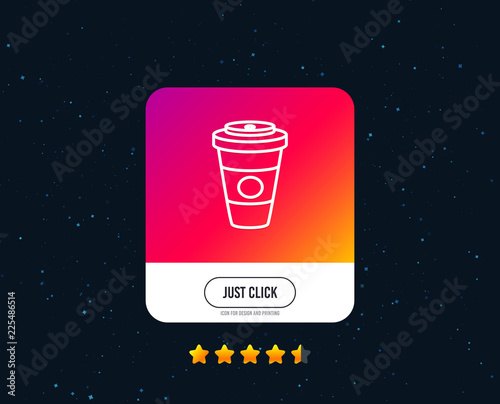 Takeaway Coffee or Tea line icon. Hot drink sign. Beverage symbol. Web or internet line icon design. Rating stars. Just click button with coffee. Vector