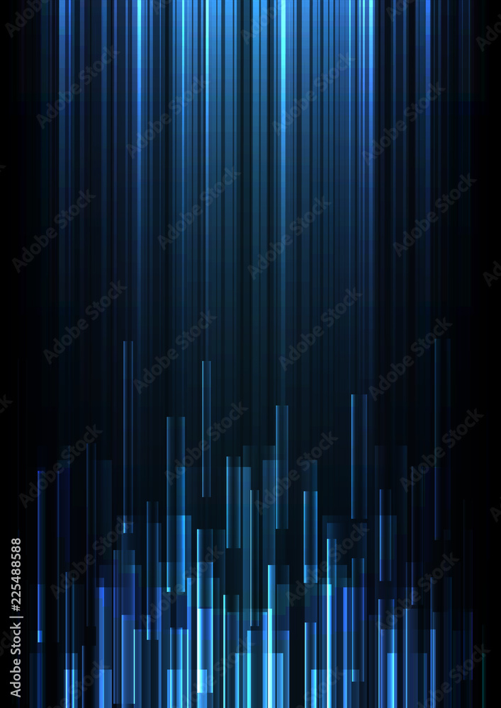 blue overlap pixel speed in dark background, geometric layer motion backdrop, simple technology template, vector illustration