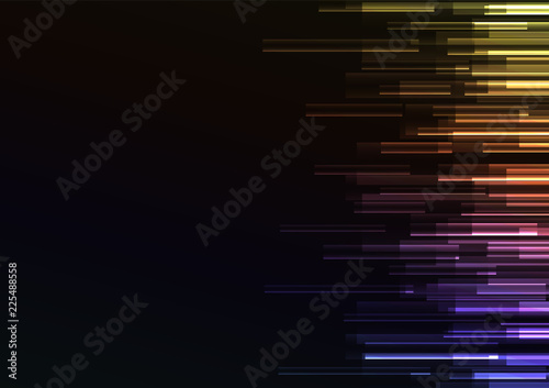 Fototapeta Naklejka Na Ścianę i Meble -  rainbow overlap pixel speed in dark background, geometric layer motion backdrop, simple technology template, vector illustration