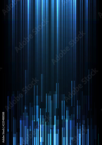 blue overlap pixel speed in dark background, geometric layer motion backdrop, simple technology template, vector illustration