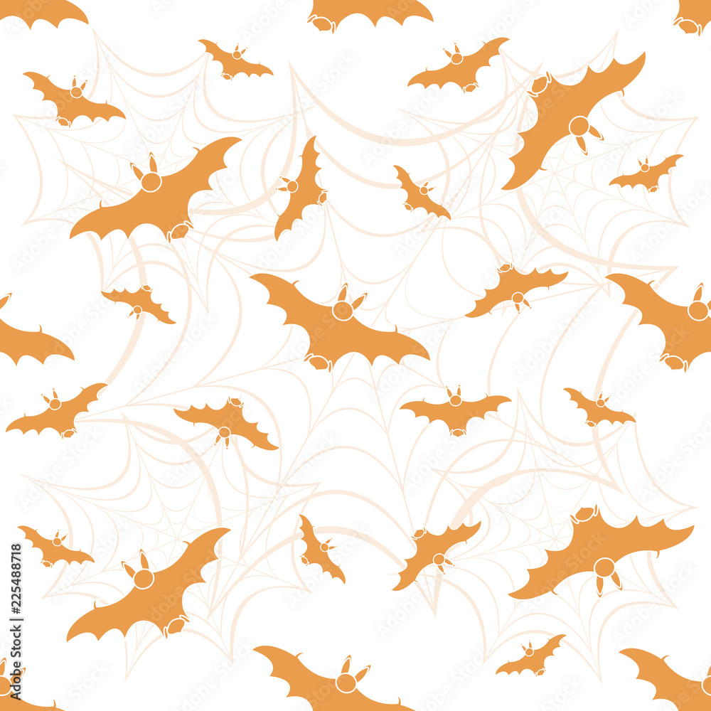 Halloween vector seamless pattern with web and bat Halloween vector seamless pattern with web and bat