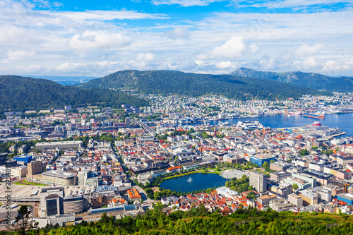 Fototapeta Naklejka Na Ścianę i Meble -  Bergen aerial panoramic view