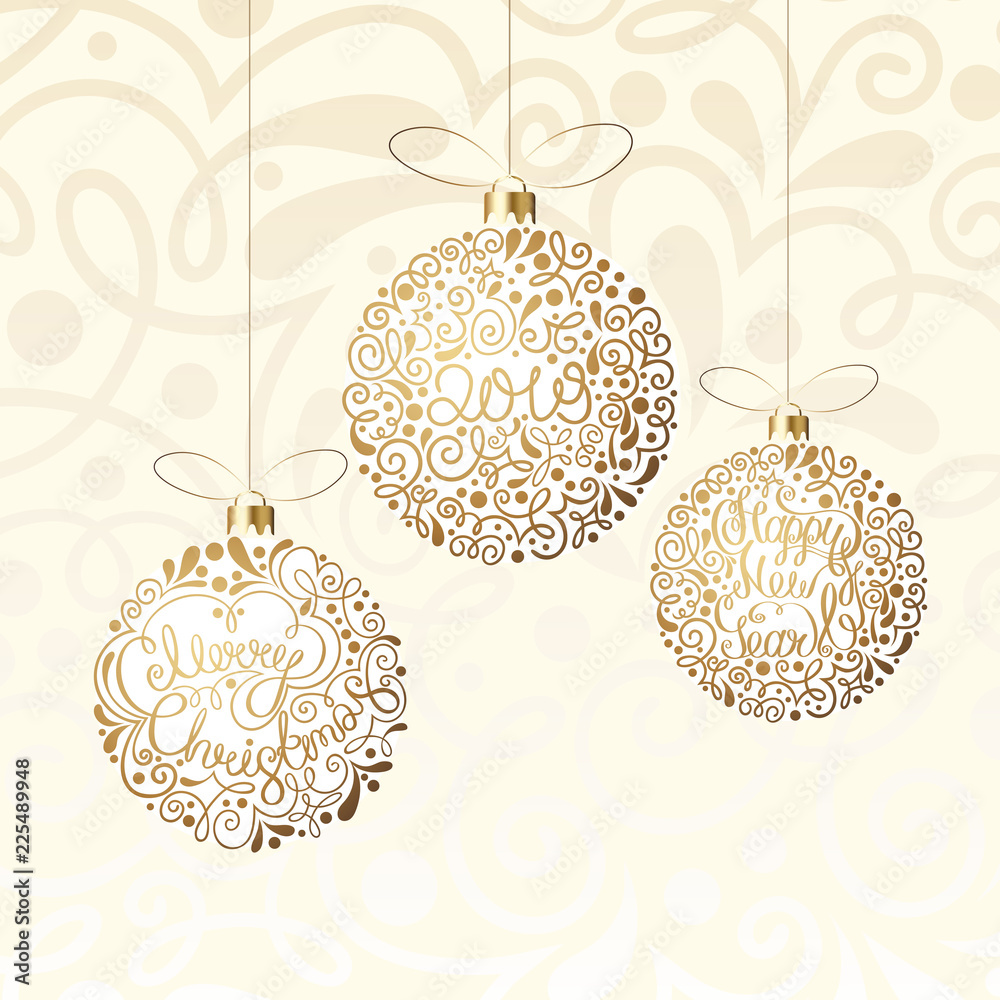 Merry Christmas and Happy New Year 2019 card with Christmas balls. Merry Christmas and Happy New Year 2019 card with Christmas balls.