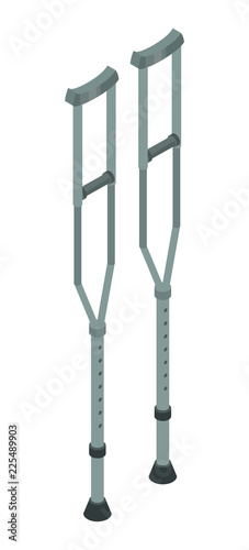 Metal crutches icon. Isometric of metal crutches vector icon for web design isolated on white background