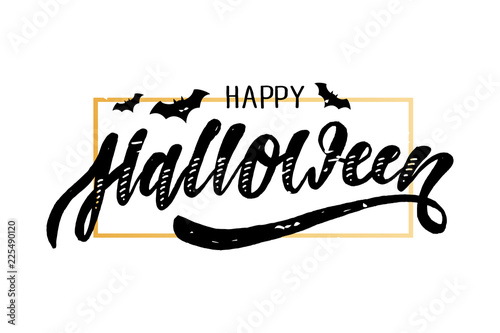 Happy Halloween lettering Calligraphy Brush Text Holiday Sticker photo