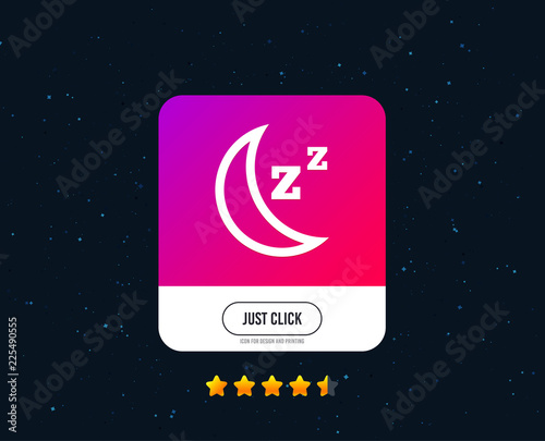 Sleep sign icon. Moon with zzz button. Standby. Web or internet icon design. Rating stars. Just click button. Vector