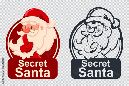 Secret Santa vector cartoon funny Christmas icon isolated on a transparent background.