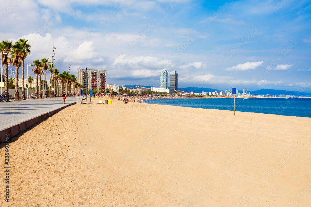 Playa Barceloneta city beach, Barcelona Stock Photo | Adobe Stock