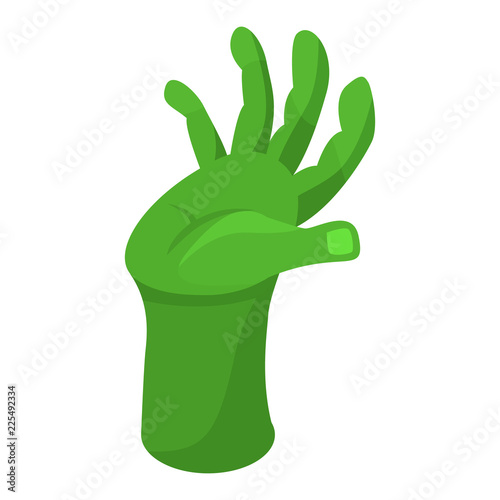 Green zombie hand icon. Isometric of green zombie hand vector icon for web design isolated on white background