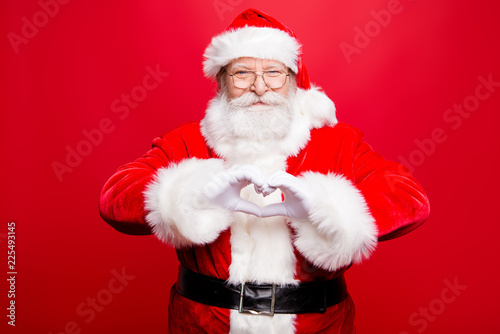 Festive noel seasonal kind positive stylish aged Santa look at c