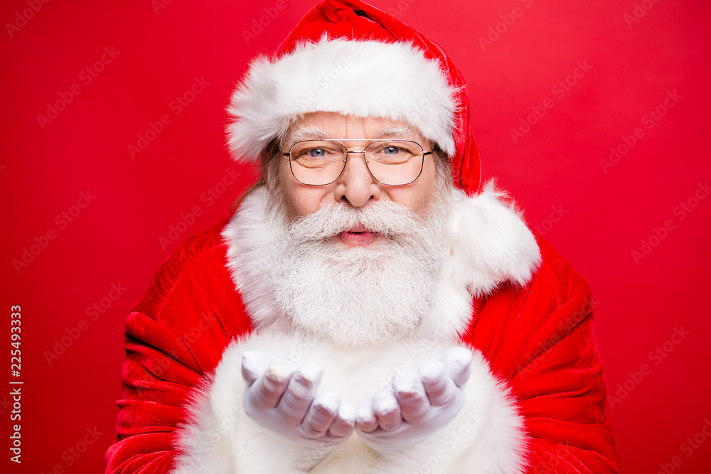 Holly jolly x mas is coming! Close up portrait of stylish aged h Holly jolly x mas is coming! Close up portrait of stylish aged h