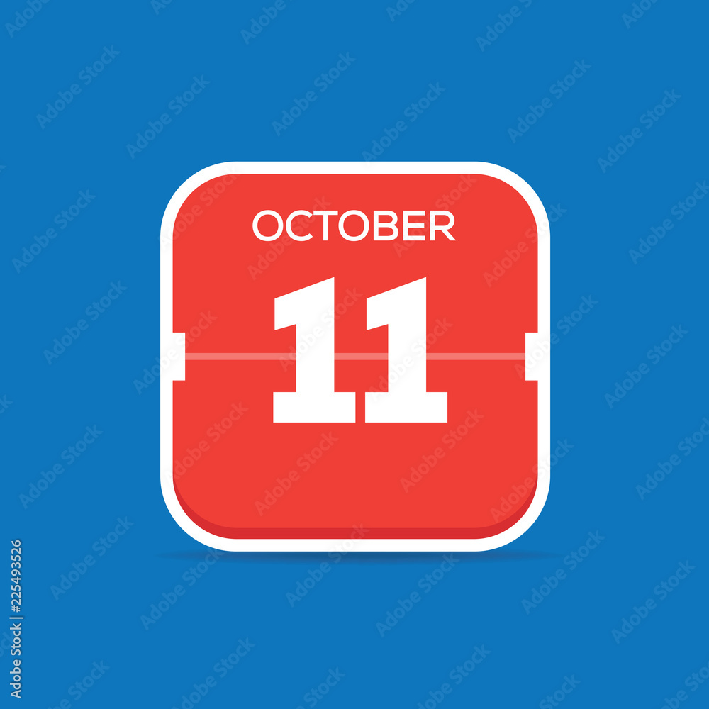 October 11 Calendar Flat Icon October 11 Calendar Flat Icon