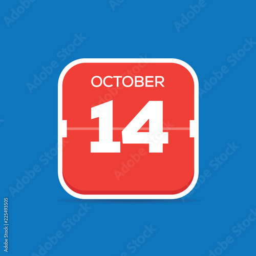 October 14 Calendar Flat Icon