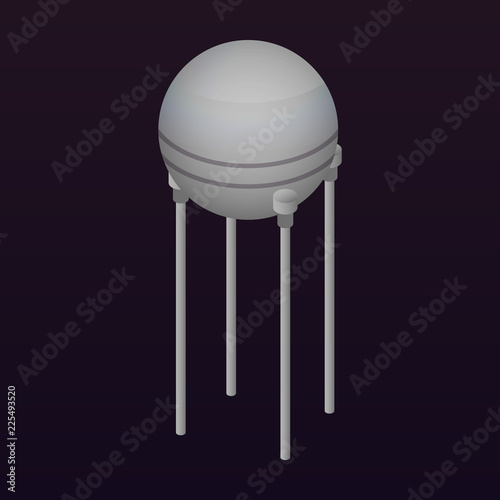 Orbital satellite icon. Isometric of orbital satellite vector icon for web design isolated on black background