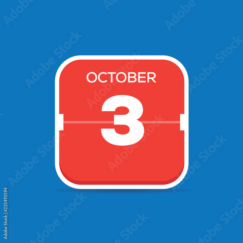 October 3 Calendar Flat Icon