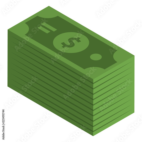 Dollars banknotes icon. Isometric of dollars banknotes vector icon for web design isolated on white background