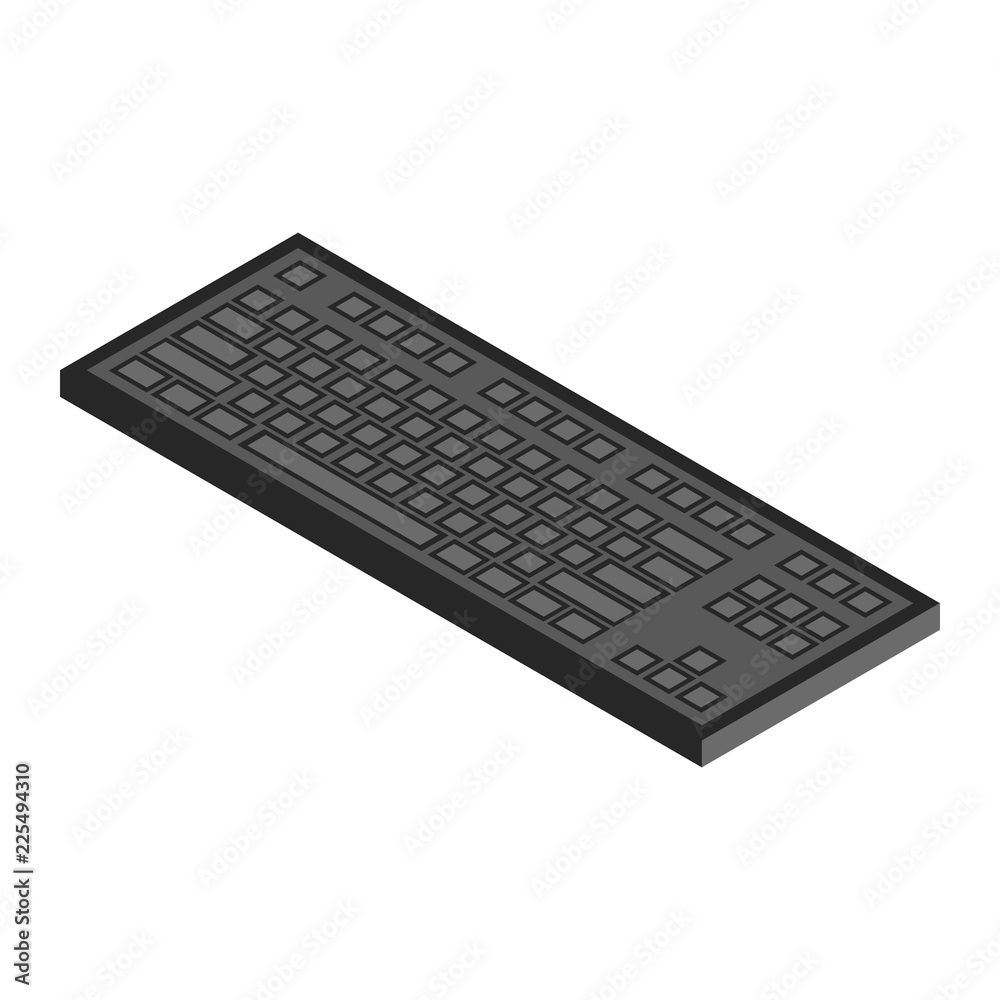 Computer keyboard icon. Isometric of computer keyboard vector icon for web design isolated on white background Computer keyboard icon. Isometric of computer keyboard vector icon for web design isolated on white background