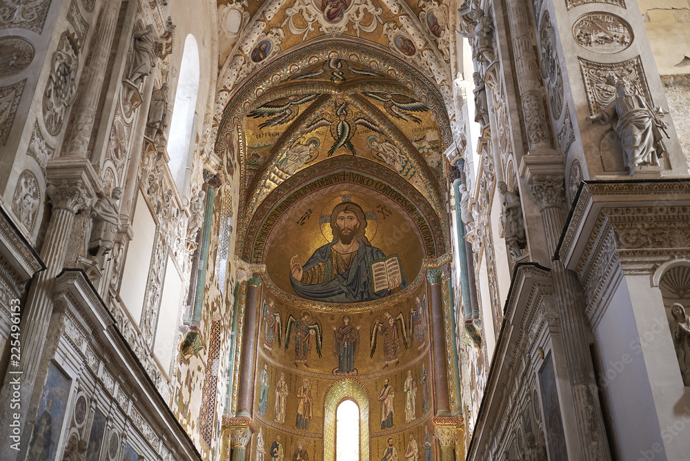 Cefalu, Italy - September 09, 2018: View of the Cathedral of Cefalu